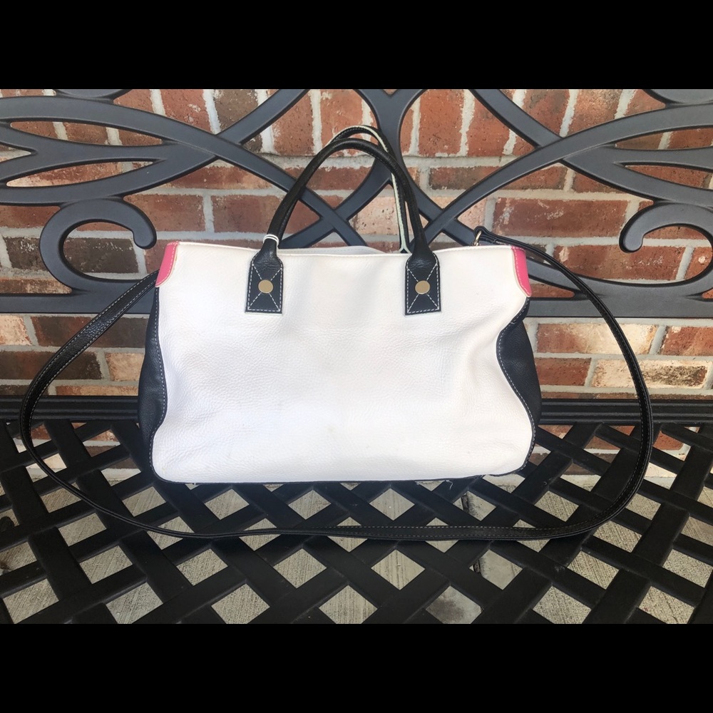 Black and white faux leather purse
